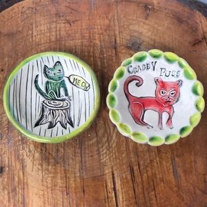 Studio Pottery CAT Trinket Dishes